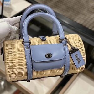 Coach Barrel Bamboo Woven Bag